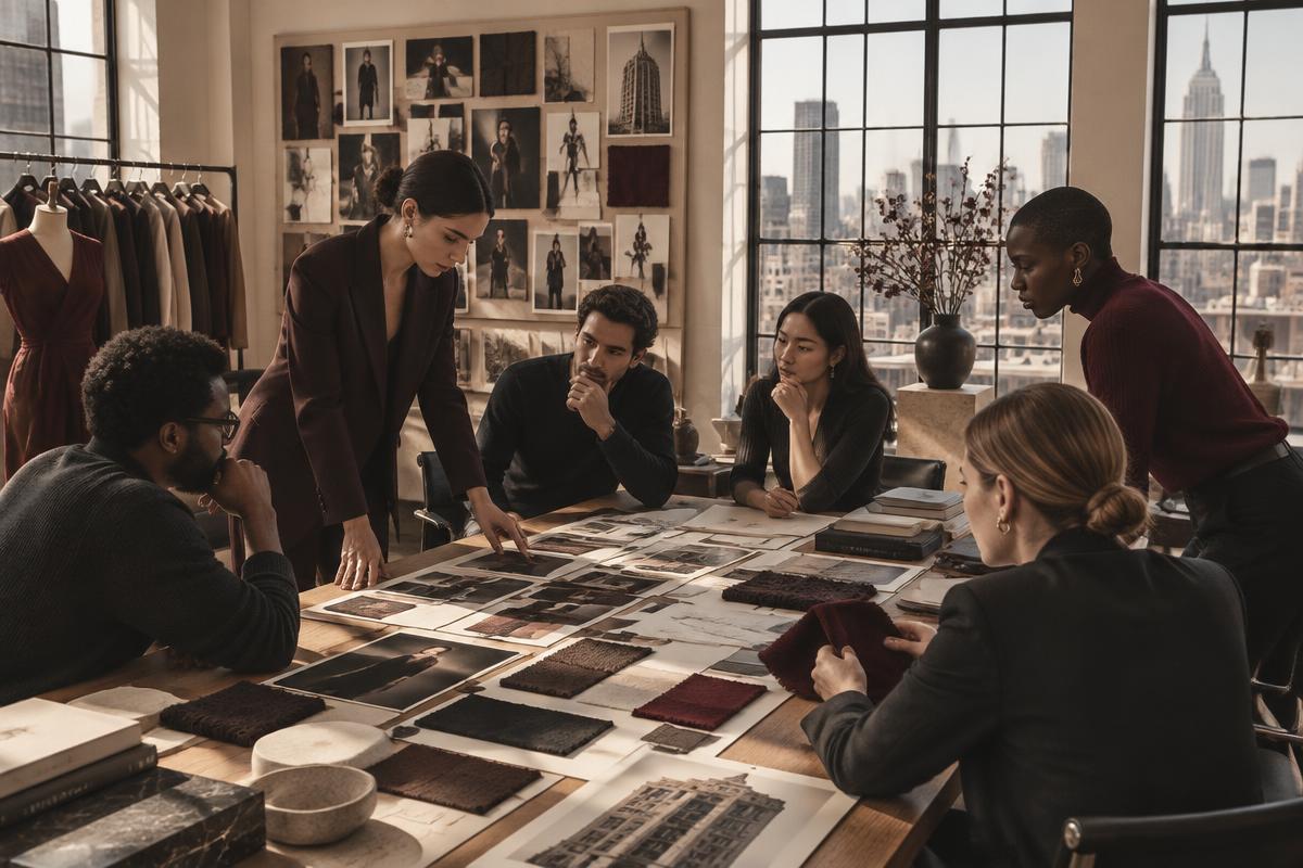 Creative strategy team reviewing cultural concepts in a New York studio