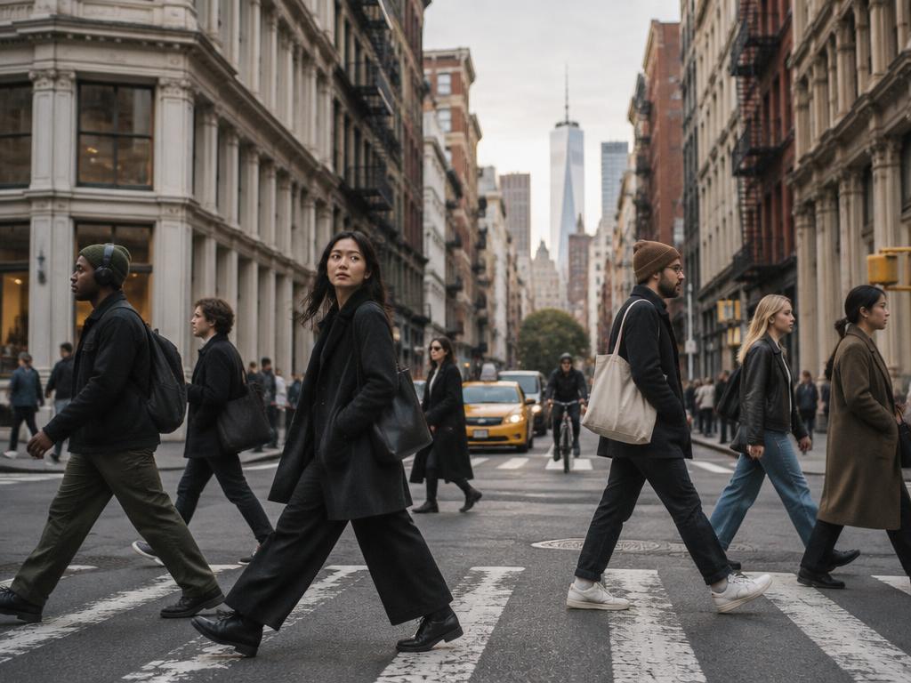 People moving through New York City